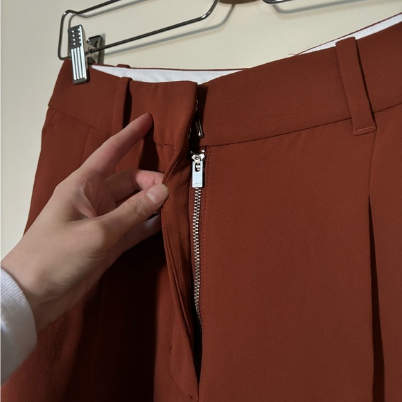 Aritzia Wilfred Effortless Crepe Pleated Pants - Anise Brown - Size 6 Short - Picture 8 of 14